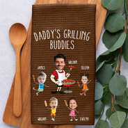 Custom Photo,Gift For Father,Grilling,Dad - Children,Non-Eng,Photo,Icon,Humorous - Custom Photo Dad Papa's Grilling Towel - Personalized Kitchen Towel