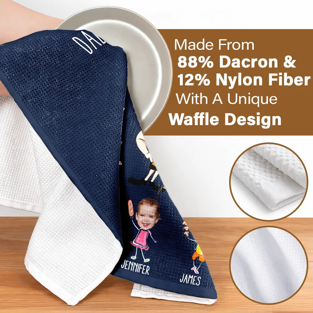 Custom Photo,Gift For Father,Grilling,Dad - Children,Non-Eng,Photo,Icon,Humorous - Custom Photo Dad Papa's Grilling Towel - Personalized Kitchen Towel