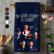 Custom Photo,Gift For Father,Grilling,Dad - Children,Non-Eng,Photo,Icon,Humorous - Custom Photo Dad Papa's Grilling Towel - Personalized Kitchen Towel