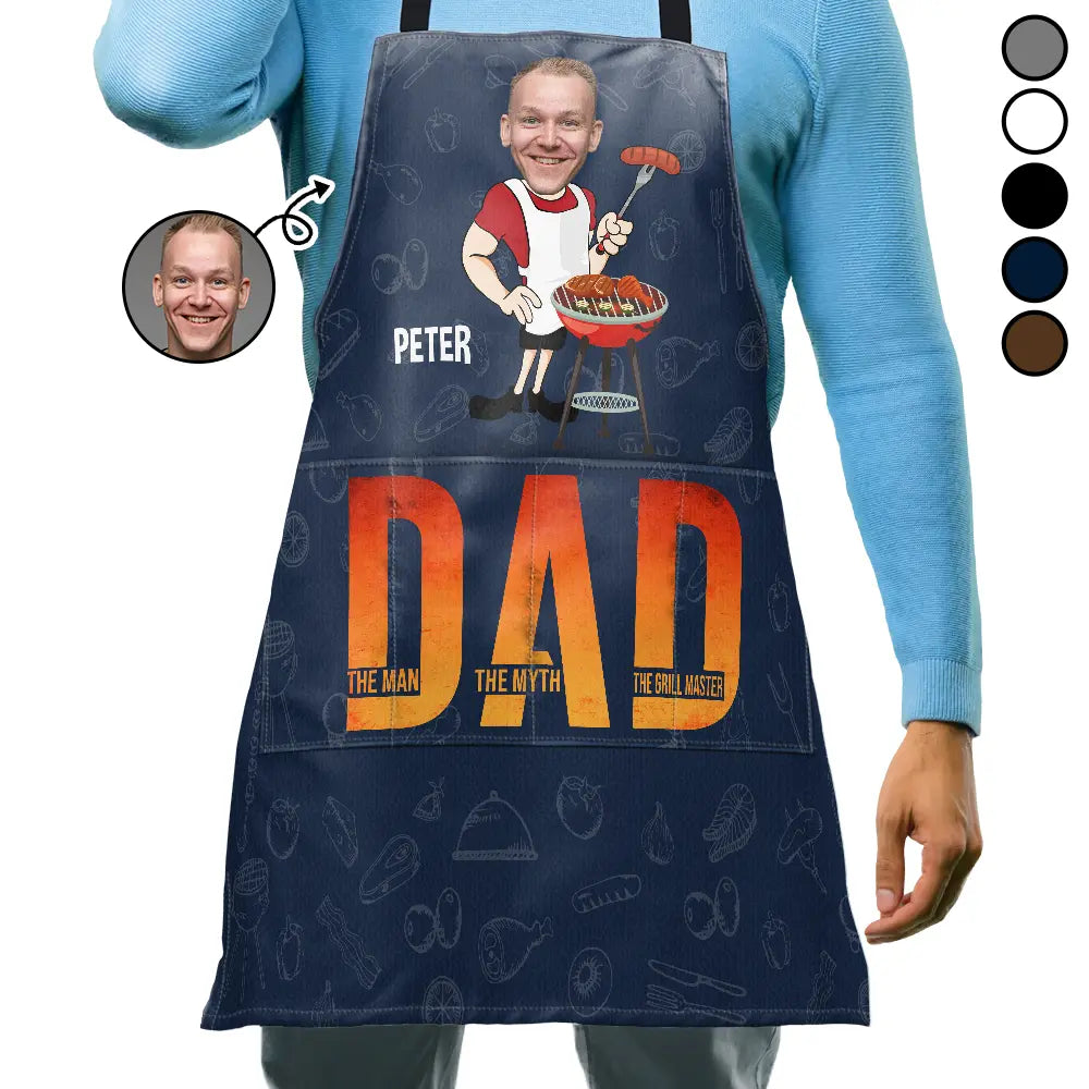 Custom Photo Dad The Man The Myth The Grill Master - Personalized Apron