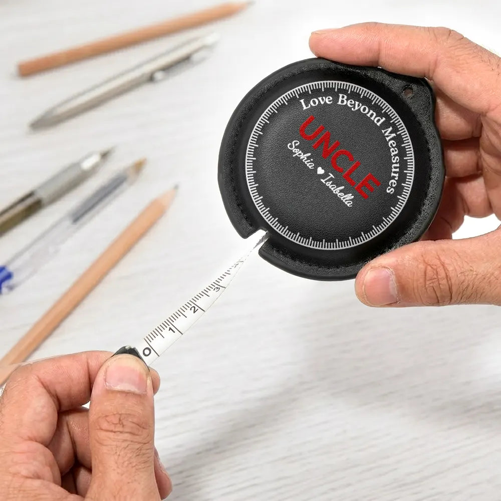 Gift For Men,Gift For Father,Gift For Boyfriend,Gift For Grandpa,Custom Photo,Gift For Husband,Gift For Couples,Non-Eng,Photo - Pencil Sketch (Bold),Adorable - Custom Photo Daddy Love Beyond Measures Pencil Sketch - Personalized Leather Tape Measure