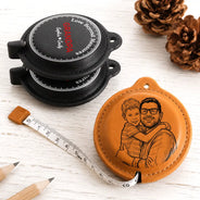 Gift For Men,Gift For Father,Gift For Boyfriend,Gift For Grandpa,Custom Photo,Gift For Husband,Gift For Couples,Non-Eng,Photo - Pencil Sketch (Bold),Adorable - Custom Photo Daddy Love Beyond Measures Pencil Sketch - Personalized Leather Tape Measure
