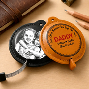 Gift For Men,Gift For Father,Gift For Boyfriend,Gift For Grandpa,Custom Photo,Gift For Husband,Gift For Couples,Non-Eng,Photo - Pencil Sketch (Bold),Adorable - Custom Photo Daddy Love Beyond Measures Pencil Sketch - Personalized Leather Tape Measure