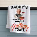 Custom Photo,Gift For Father,Grilling,Happy,Non-Eng,Photo - Custom Photo Daddy's Grilling - Personalized Kitchen Towel