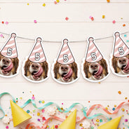 Playful, Custom Photo, Pet Lovers, Cut-Face Photo, Icon - Custom Photo Dog Face Birthday Glitter Effect - Personalized Garland Banner
