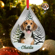 Pet Lovers,Memorial,Love,Dog Lovers,Christmas - Custom Photo Dog Cat Face Pet Lover Memorial - Personalized Metal Ornament