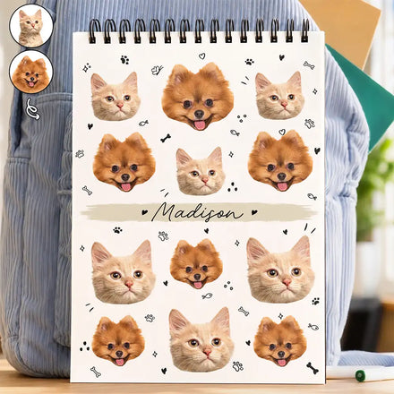 Custom Photo Dog Cat Family Portrait - Personalized Sketchbook