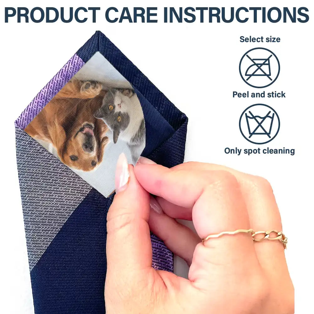 Dog Lovers, Pet Lovers, Cat Lovers, Happy, Cat Dad, Dog Dad, Pet Dad, Gift For Father, Gift For Men, Gift For Yourself, Gift For Husband - Custom Photo Dog Cat Pet - Personalized Fabric Tie Patch
