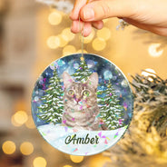 Dog Lovers,Pet Lovers,Happy,Cat Lovers,Christmas - Custom Photo Dog Cat Pet Face - Personalized Holographic Acrylic Ornament
