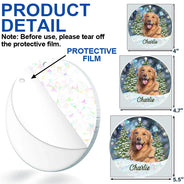 Dog Lovers,Pet Lovers,Happy,Cat Lovers,Christmas - Custom Photo Dog Cat Pet Face - Personalized Holographic Acrylic Ornament