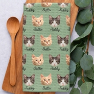 Happy,Dog Lovers,Pet Lovers,Cat Lovers - Custom Photo Dog Cat Pet Funny Face - Personalized Kitchen Towel
