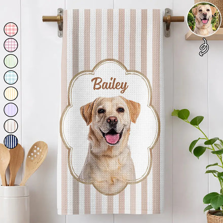 Custom Photo Dog Cat Pet Portrait Vintage - Personalized Kitchen Towel