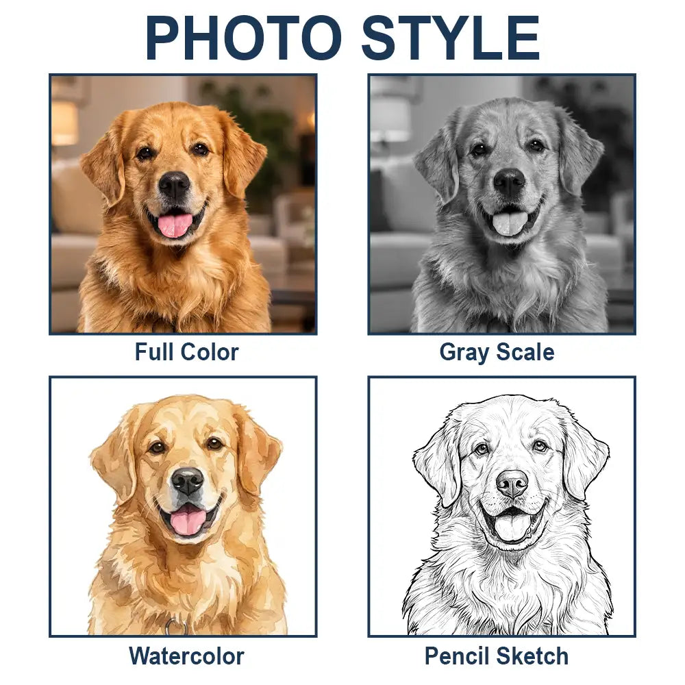 Pet Lovers,Pet Mom,Pet Dad,Pet Couple,Memorial,Non-Eng,Photo,Sympathetic - Custom Photo Dog Cat Portrait Art - Personalized Stainless Steel Keychain