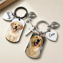 Pet Lovers,Pet Mom,Pet Dad,Pet Couple,Memorial,Non-Eng,Photo,Sympathetic - Custom Photo Dog Cat Portrait Art - Personalized Stainless Steel Keychain