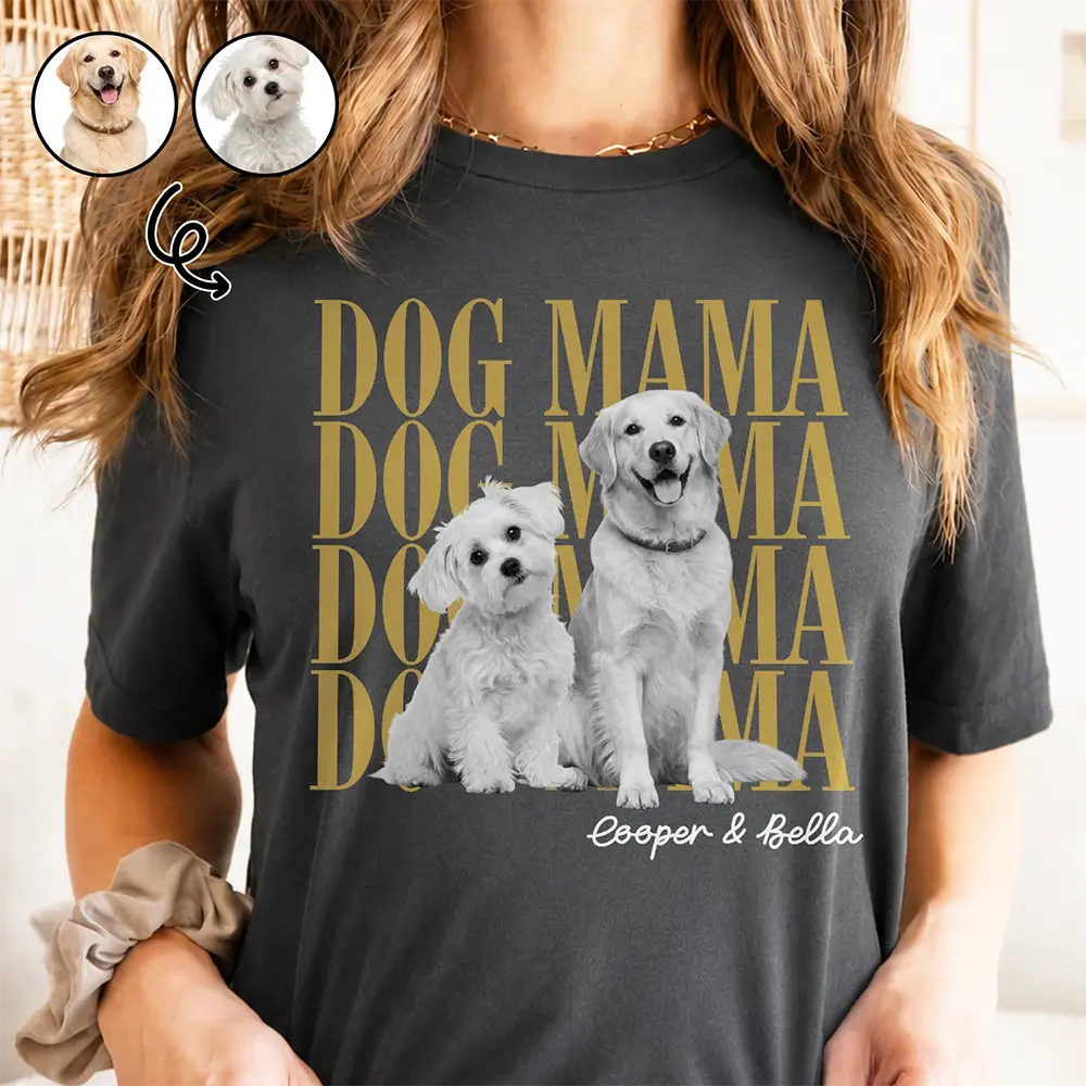 Playful, Custom Photo, Pet Lovers, Remove BG Photo - Custom Photo Dog Mama Cat Mama Dog Dad - Personalized T Shirt