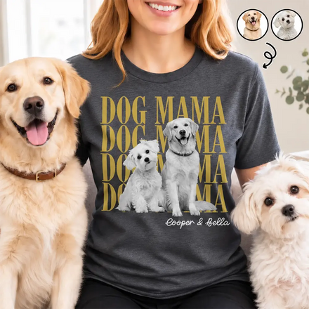 Custom Photo Dog Mama Cat Mama Dog Dad - Personalized T Shirt