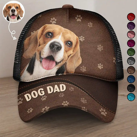 Custom Photo Dog Mom Dog Dad Cat Mom Cat Dad - Personalized Mesh-back Casual Cap