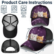 Cat Lovers,Pet Lovers,Happy,Dog Lovers - Custom Photo Dog Mom Dog Dad Cat Mom Cat Dad - Personalized Mesh-back Casual Cap