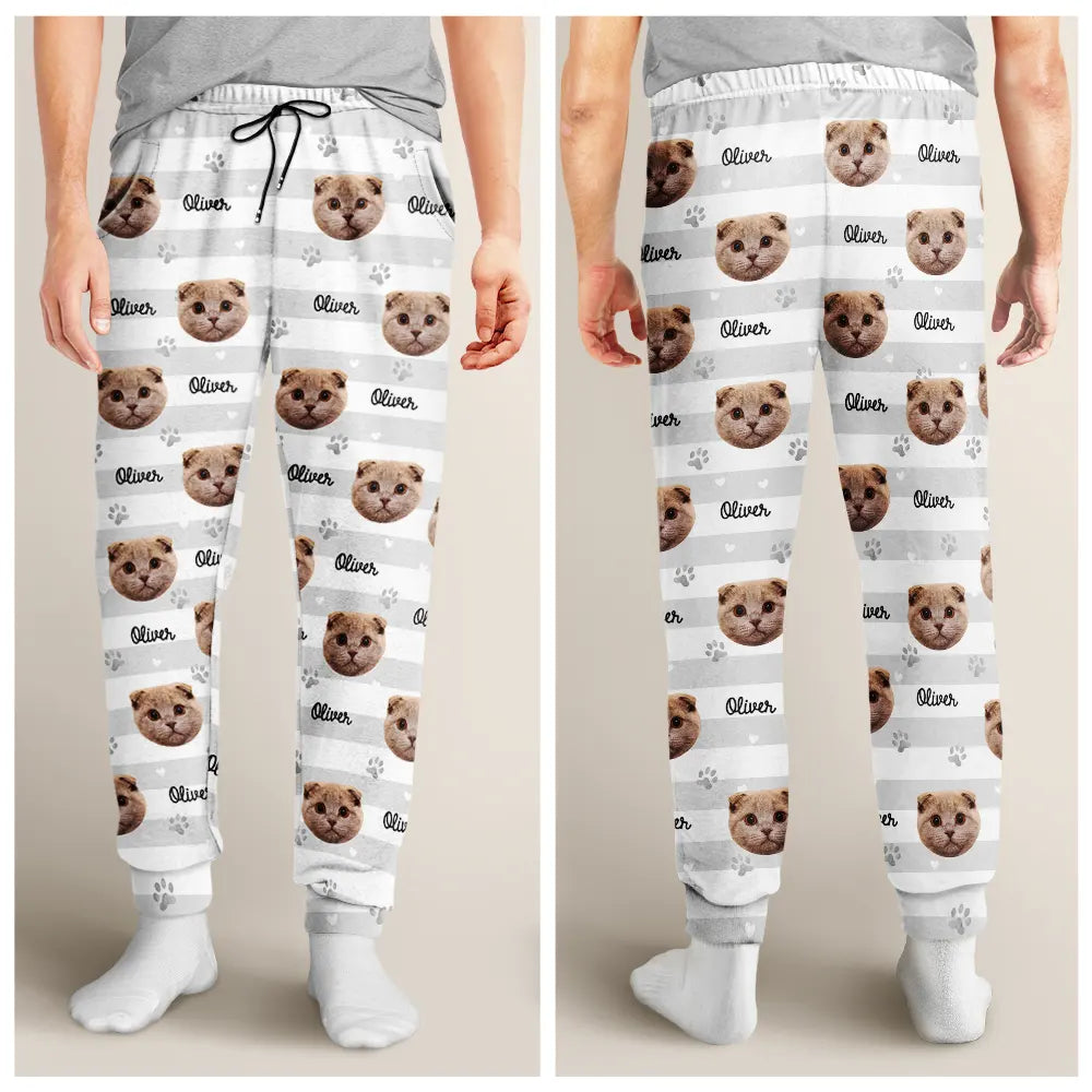 Custom Photo, Pet Lovers, Happy - Custom Photo Dog & Cat Pet Portrait - Personalized Pajama Pants