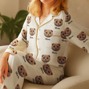 Custom Photo,Pet Lovers,Happy - Custom Photo Dog & Cat Portrait - Personalized Satin Pajama Set