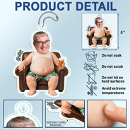 Humorous, Custom Photo, Gift For Yourself, Cut-Face Photo - Custom Photo Drive Safe And Poke This Belly - Personalized Squishy Acrylic Car Hanger