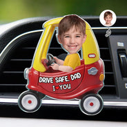 Gift For Father,Gift For Grandpa,Photo,Icon,Adorable - Custom Photo Drive Safe Dad Papa 3D Effect Funny Car - Personalized Acrylic Car Vent Clip