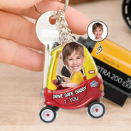 Gift For Father, Gift For Grandpa, Photo, Icon, Adorable - Custom Photo Drive Safe Dad Papa 3D Effect Funny Car - Personalized Acrylic Keychain