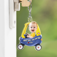 Gift For Father, Gift For Grandpa, Photo, Icon, Adorable - Custom Photo Drive Safe Dad Papa 3D Effect Funny Car - Personalized Acrylic Keychain