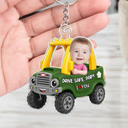Gift For Father, Gift For Grandpa, Photo, Icon, Adorable - Custom Photo Drive Safe Dad Papa 3D Effect Funny Car - Personalized Acrylic Keychain
