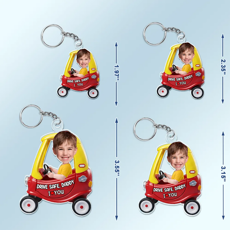 Gift For Father, Gift For Grandpa, Photo, Icon, Adorable - Custom Photo Drive Safe Dad Papa 3D Effect Funny Car - Personalized Acrylic Keychain