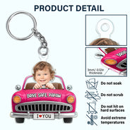 Gift For Father, Gift For Grandpa, Photo, Icon, Adorable - Custom Photo Drive Safe Dad Papa 3D Effect Funny Car - Personalized Acrylic Keychain