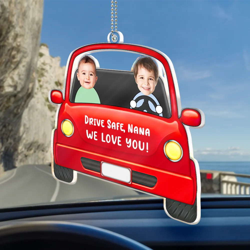 Gift For Father, Gift For Grandpa, Custom Photo, Happy - Custom Photo Drive Safe Daddy Funny Kids - Personalized Acrylic Car Hanger