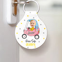 Gift For Father,Gift For Grandpa,Non-Eng,Photo,Vector,Adorable - Custom Photo Drive Safe Daddy Grandpa - Personalized Custom Shaped Leather Keychain