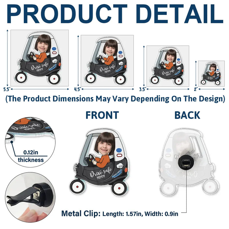 Gift For Grandpa,Gift For Father,Custom Photo,Funny - Custom Photo Drive Safe Daddy Grandpa Fun Little Kid - Personalized Acrylic Car Vent Clip