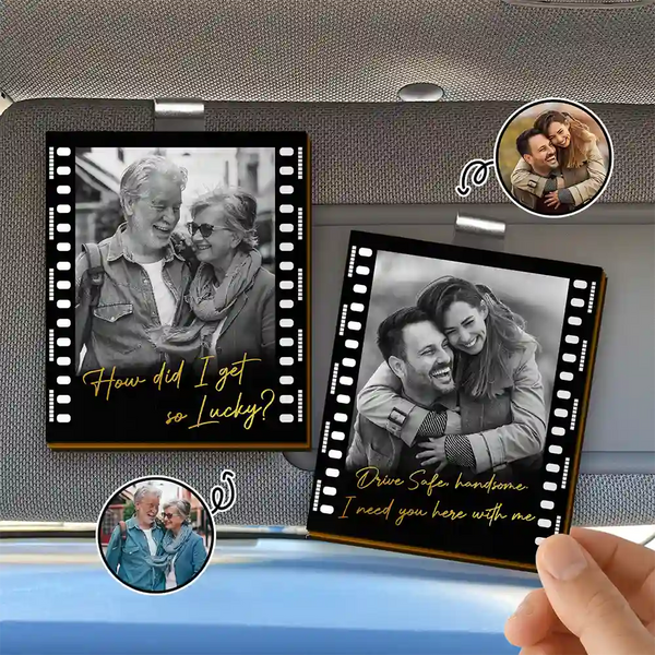 Custom Photo Drive Safe Handsome I Love You Couple - Personalized Custom Shaped Car Visor Clip