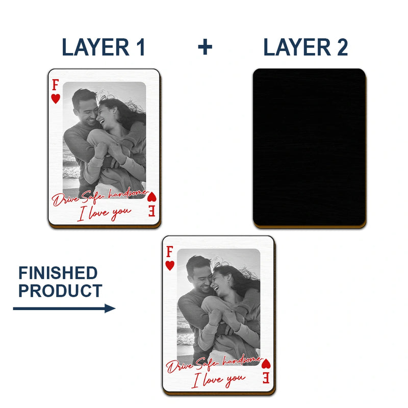 Gift For Couples,Gift For Husband,Gift For Wife,Gift For Boyfriend,Gift For Girlfriend,Love,Custom Photo - Custom Photo Drive Safe Handsome Playing Card - Personalized Custom Shaped Car Visor Clip