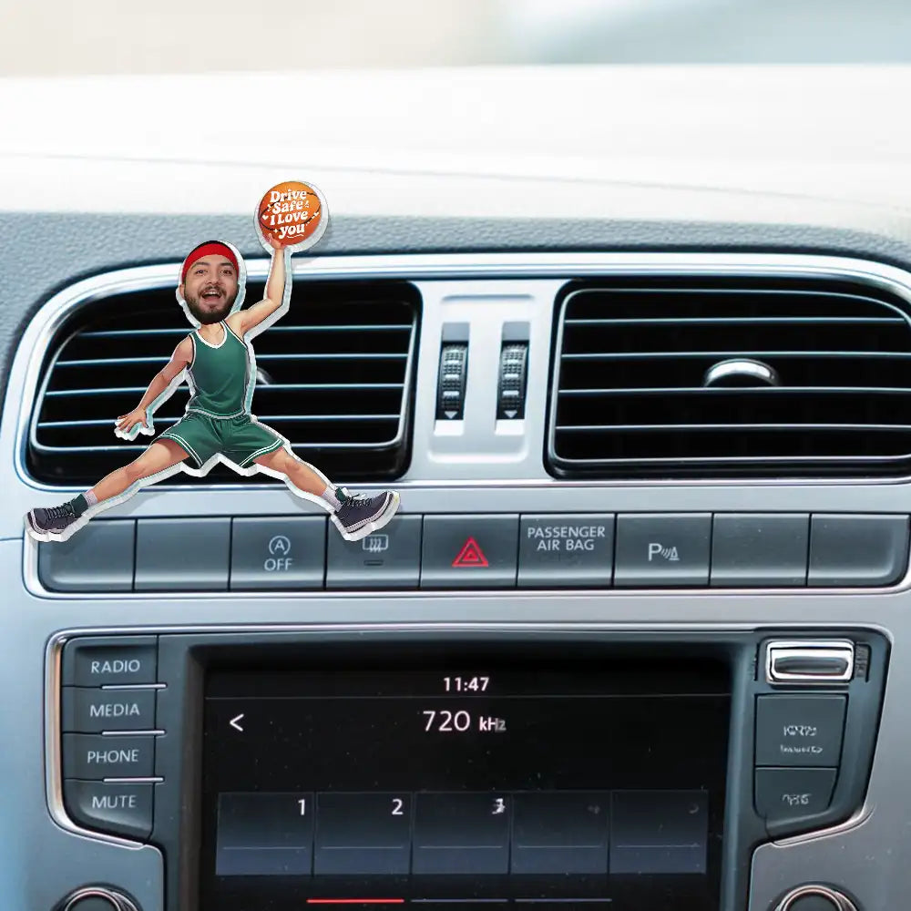 Custom Photo Drive Safe Have Fun Basketball Players - Personalized Acrylic Car Vent Clip