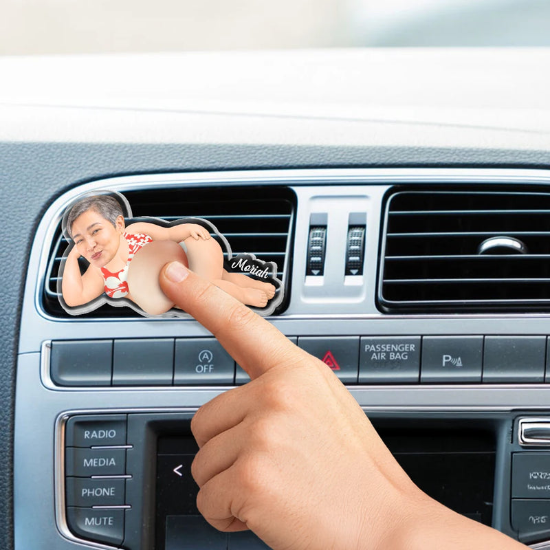 Humorous, Custom Photo, Gift For Yourself, Cut-Face Photo - Custom Photo Drive Safe I Freaking Love You - Personalized Squishy Acrylic Car Vent Clip