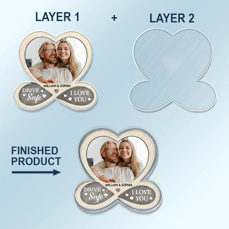 Gift For Couples,Gift For Husband,Gift For Wife,Gift For Boyfriend,Gift For Girlfriend,Love - Custom Photo Drive Safe I Love You Couples - Personalized Custom Shaped Acrylic Car Visor Clip