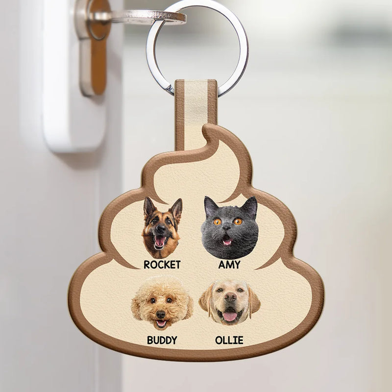 Pet Lovers,Dog Lovers,Cat Lovers - Custom Photo Every Poo I Do - Personalized Custom Shaped Leather Keychain