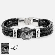 Happy, Gift For Husband, Gift For Wife, Parents, Gift For Mother, Gift For Father, New Dad, Expecting Dad, New baby, Pregnant Mom - Custom Photo Expecting Dad Mom New Parents - Personalized Leather Braided Bracelet