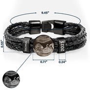 Happy, Gift For Husband, Gift For Wife, Parents, Gift For Mother, Gift For Father, New Dad, Expecting Dad, New baby, Pregnant Mom - Custom Photo Expecting Dad Mom New Parents - Personalized Leather Braided Bracelet