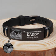 Custom Photo,New baby,New Dad,Gift For Father,Non-Eng,Photo,Adorable - Custom Photo Expecting Dad Now You Can Carry Me Too - Personalized Engraved Bracelet