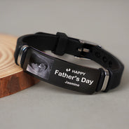 Custom Photo,New baby,New Dad,Gift For Father,Non-Eng,Photo,Adorable - Custom Photo Expecting Dad Now You Can Carry Me Too - Personalized Engraved Bracelet