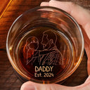 Gift For Husband,Gift For Yourself,Gift For Men,Gift For Father,Gift For Grandpa,Non-Eng,Photo - Faceless Outline Sketch,Cozy - Custom Photo Faceless Outline Sketch Dad Est Grandpa Papa - Personalized Engraved Whiskey Glass