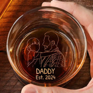 Gift For Husband,Gift For Yourself,Gift For Men,Gift For Father,Gift For Grandpa,Non-Eng,Photo - Faceless Outline Sketch,Cozy - Custom Photo Faceless Outline Sketch Dad Est Grandpa Papa - Personalized Engraved Whiskey Glass