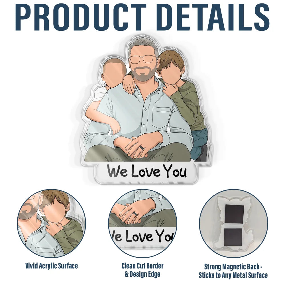 Gift For Husband,Gift For Wife,Parents,Gift For Father,Gift For Mother,Gift For Grandpa,Gift For Grandma,Happy,Cat Mom - Custom Photo Faceless Portrait Best Dad Mom Ever - Personalized Acrylic Magnet