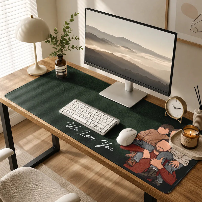 Gift For Husband,Gift For Grandpa,Gift For Father,Dad - Children,Grandpa - Grandkids,Photo - Faceless Portrait ,Sentimental - Custom Photo Faceless Portrait Best Dad Papa Ever We Love You - Personalized Leather Desk Mat