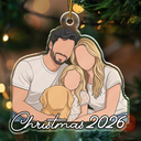 Adorable,Art Design,Christmas,Family,Photo - Faceless Portrait - Custom Photo Faceless Portrait Family Dad Mom - Personalized Custom Shaped Acrylic Ornament