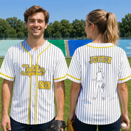 Baseball, Art Design, Back To School, Proud, Custom Photo, Family, Summer, Photo - Pencil Sketch - White BG - Custom Photo Pencil Sketch Art Family Mommy Daddy Baseball - Personalized Baseball Jersey Shirt